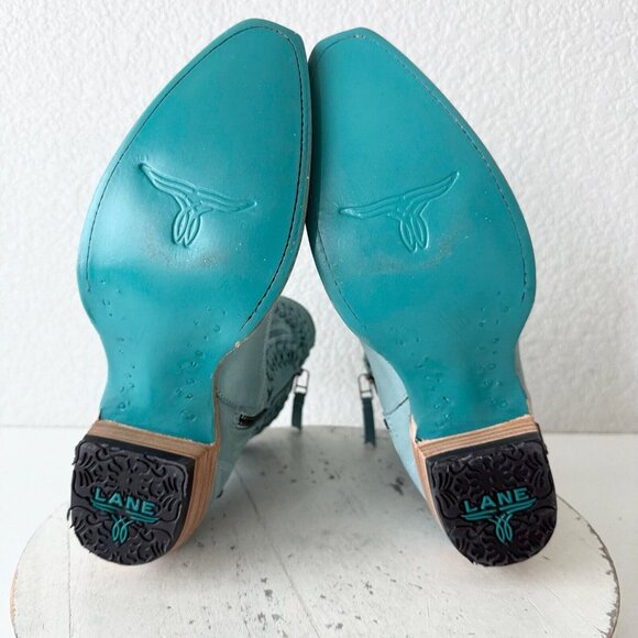 Lane COSSETTE Womens Cowboy Bootie 7.5 Blue Cowgirl Western Short Ankle Boots - Picture 10 of 13